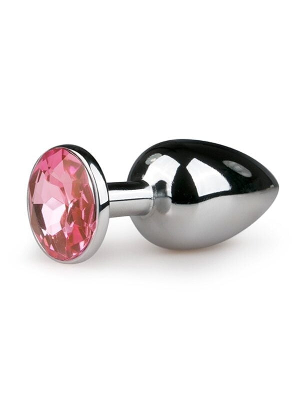 Metalen buttplug met roze steen