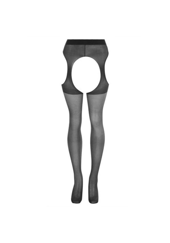 High Waist Jarretel Panty - Zwart